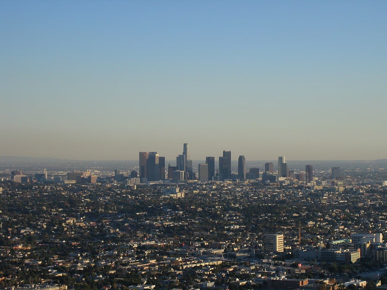 Downtown Los Angeles skyline seen from Griffith Observatory.